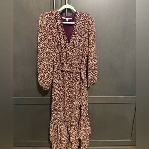 Collective Concepts Burgundy Floral Long Sleeve Dress
